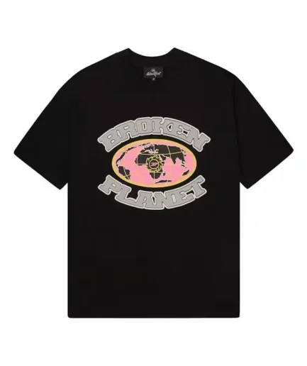 Grid Broken Planet Black T-Shirt